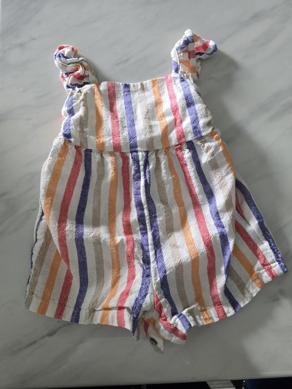 GAP Striped Sleeveless Cotton Romper - Purple, Orange, Pink, Tan, White